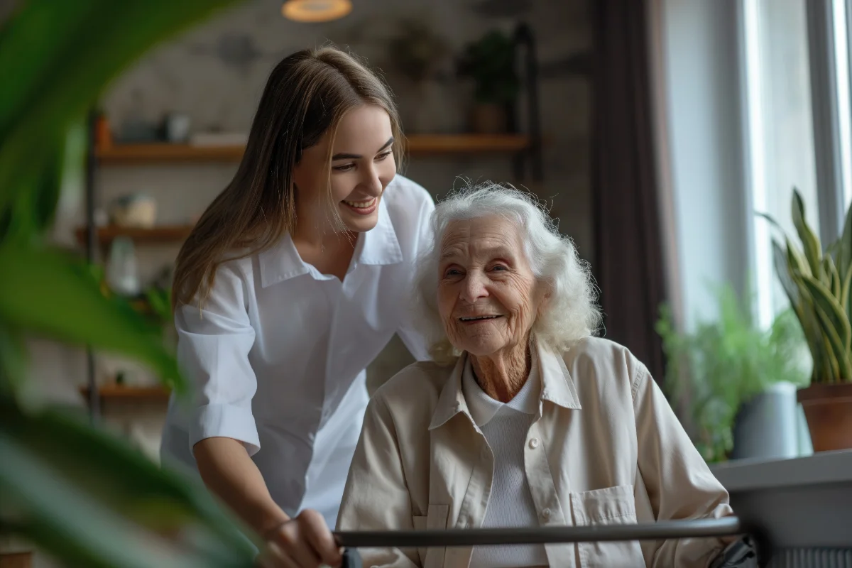 A caregiver and client sharing a quiet moment at home